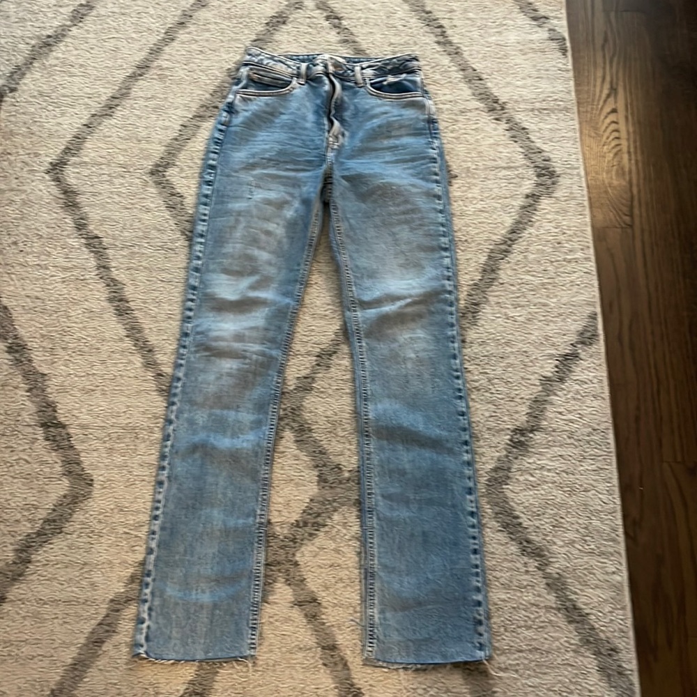 Zara straight leg jeans with slit on the inseam